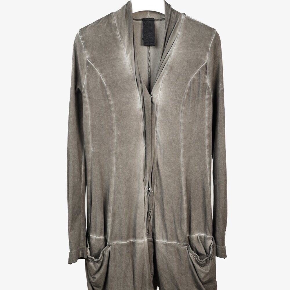 Rundholz Distressed Brown Grey Ombre Rounded Hem Cardigan, Size S